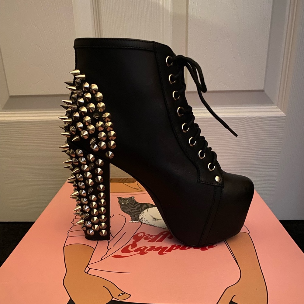Jeffrey Campbell Black & Silver Lita Spike Booties